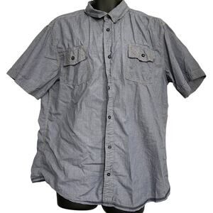 ijeans by Buffalo Men Button Up Shirt XXL Purple Short Sleeve 100% Cotton Preppy